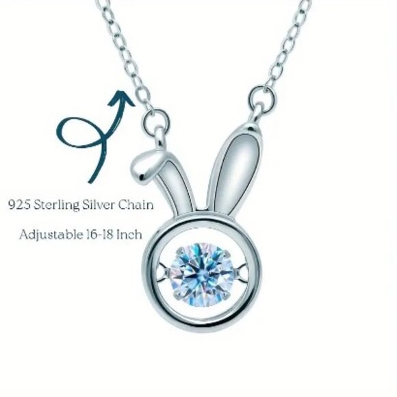 1 CARAT MOISSANITE  RABBIT 925 SS CHAIN ADJUSTABLE 16-18 INCH GRA CERTIFICATE - Picture 3 of 7